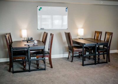 Study area at the Sober Clubhouse